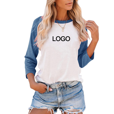 kaufen 6xl 4x 3/4 Ärmel Jacke mit langem Ärmel Hemd Frauen Polyester Baumwolle Crew Hals Blank Raglan Baseball Jersey T-Shirt online manufacture