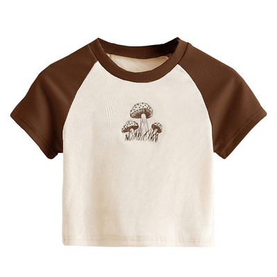 kaufen Graphische T-Shirt für Frauen mit schönen Pilzdesigns und Raglan-Hüllen online manufacture