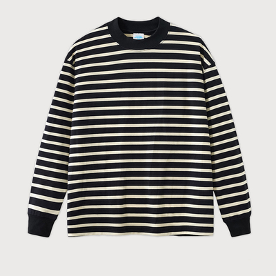 kaufen Übergroße Crew-Neck-Sweatshirt für Frauen Loose Basic Streifenhemd 100% Baumwolle Männer online manufacture