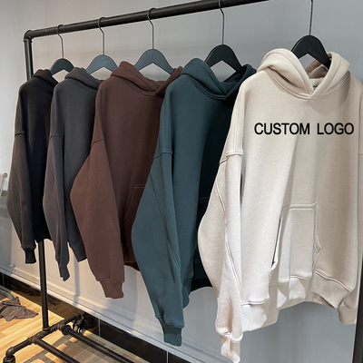 kaufen Dicke Französisch Terry Fleece Männer große übergroße Kapuzenpullover Drop braun grau Schulter Hoodies Stil Pullover online manufacture
