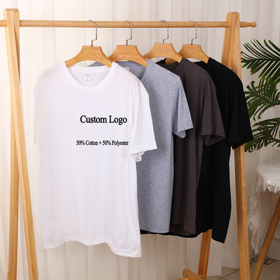 kaufen XS-3XL leeres T-Shirt Grafik einfach 100% Polyester Weiß Sublimation Unisex Sport Feste Farbe online manufacture