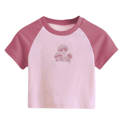 kaufen Anpassen Muster Typ Weibliches T-Shirt mit kurzem Ärmeln Rosa Druck Pilz Sexy Casual online manufacture