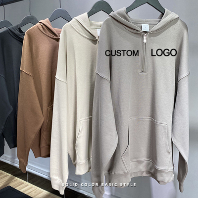 kaufen 300-700g Baumwolle Unisex Herren Streetwear Großformat Puff Print Halbverschluss Hoodies 3xl 4xl 5xl online manufacture