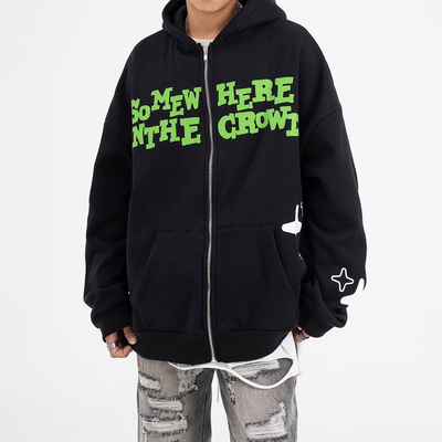 kaufen Custom Unisex Y2k Streetwear Zipup Hoodie mit 3D Puff Print und Vollverschluss online manufacture