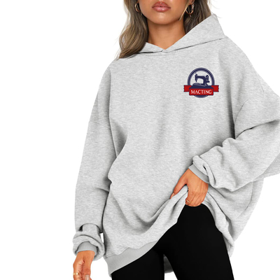 kaufen Herbstweiß schwarz Damenovergrößeres Kapuzen-Sweatshirt Fleece Kapuzen-Sweatshirts Sportlicher Long Sleeve Pullover online manufacture