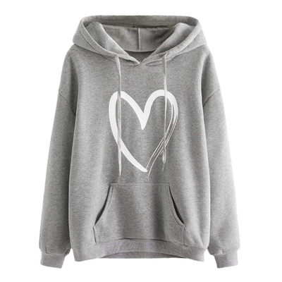 kaufen Anpassung Stickerei Hoodie Fall Fashion Trend Frauen Casual Herz Druck Long Sleeve Pullover online manufacture