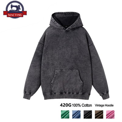 kaufen Vintage Hoodie für Säurewaschen für Männer, mit normalen Ärmeln, Hoodie aus Baumwolle, Strick online manufacture