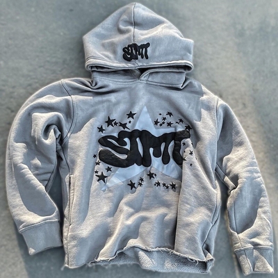 kaufen Puff-Druckjacke Fleece Baumwolle Schnittrand Roh Hem Puff-Druck Hoodie Männer online manufacture