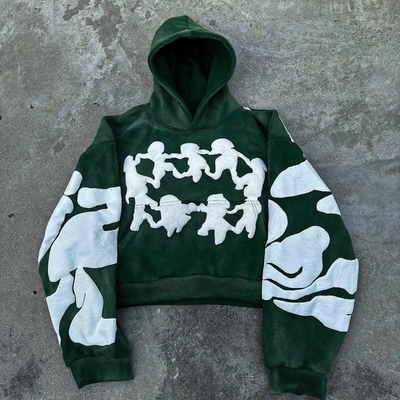 kaufen Straßenbekleidung Französisch Terry Schnitt Pullover Hoodie Männer kundenspezifische Puff Print Design online manufacture