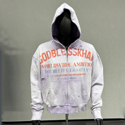 kaufen S-6XL Maßgeschneiderte Größe Bedrängte Hoodie 100% Baumwolle Französisch Terry Sonne verblasste Säure Waschen online manufacture