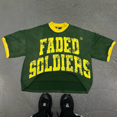 kaufen Custom Logo Druck Französisch Terry Schwergewichtsbox T-Shirt Männer Retro-Fußball-Jersey online manufacture