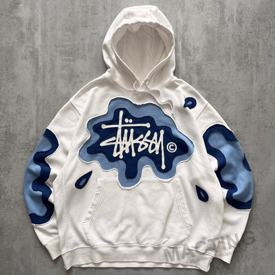 kaufen Unisex-Sweatshirts Pullover 100% Baumwolle Übergröße Baggy Boxy Schnitt Patch Arbeit Patches Hoodie online manufacture
