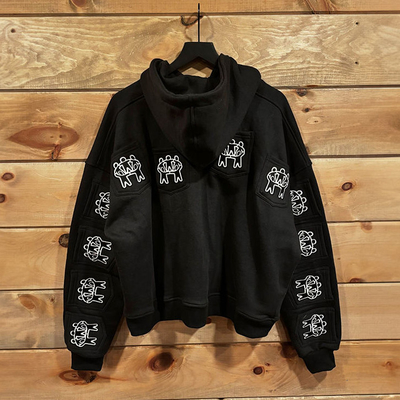 kaufen Custom Full Multi Taschen Reißverschluss Hochgeschnitten Hoodie Männer Unisex Stickerei Druck Schwergewichts Hoodies online manufacture