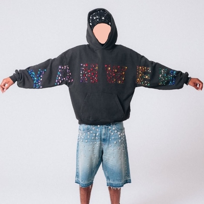 kaufen Custom Crystals Schwergewicht Vintage Y2K Streetwear Pullover Hoodie 500 Gsm Baumwolle Terry Männer Strass Hoodies online manufacture