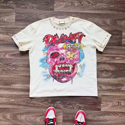 kaufen Individuelle Grafik-T-Shirts Oversized Boxy T-Shirts 100% Baumwolle Strass Acid Wash Drop Shoulder T-Shirt für Herren online manufacture