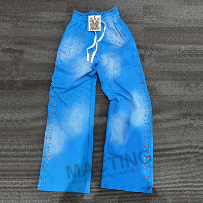 kaufen Saisonale Straßenbekleidung Schwergewichts Jogger Hosen in Säure Waschen Baumwolle Terry mit Rivet Strass Verzierungen und flache Front online manufacture