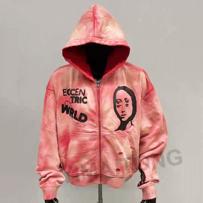kaufen Vintage-Männer-Sauerwasch-Sonnen-Fade-Street-Hoodie mit hohen Kapuze und Reißverschluss online manufacture