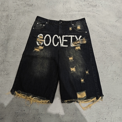 kaufen Custom Manufacturer Jeans Kurz Jeans Streetwear Vintage Schwarz Waschbeutel Denim Shorts für Männer online manufacture