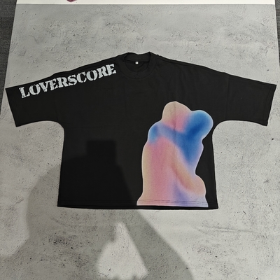 kaufen Custom Printed Premium 240 Gsm Baumwolle T-Shirts Crew Hals Übergrößerer Schnitt Roh Hem Boxed Schnitt T-Shirt für Männer online manufacture