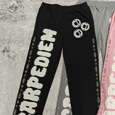 kaufen Individuelles Logo Applikation Stickerei Patch Distressed Jogger Sweatpants Baggy Wide Leg Track Pants Herren online manufacture