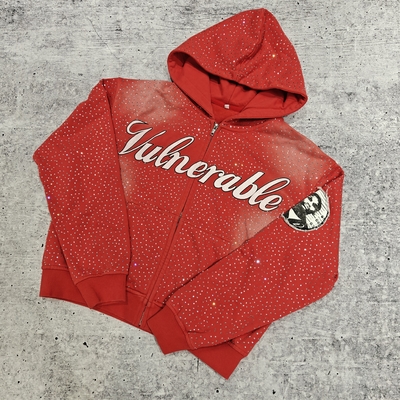 kaufen Individueller Luxus-Diamant-Oversized-Baggy-Boxy-Pullover-Hoodie-Sweatshirt Vintage Streetwear Heavyweight Strass-Hoodie für Herren online manufacture