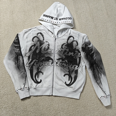kaufen Individuelle 3D-Stickerei Schmutzgewaschener DTG-Druck 500 g/m² Vintage Hoodies Boxy Fit Strasssteine French Terry Baumwolle Reißverschluss-Hoodie online manufacture