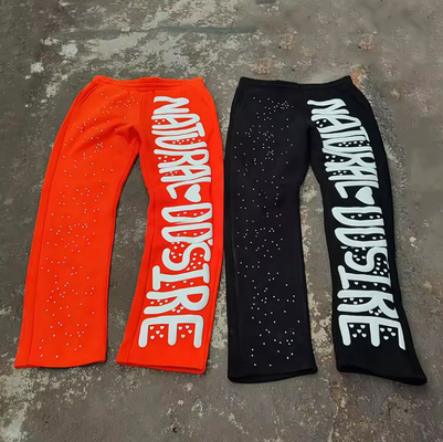 Custom Strass Puff Druck Schweißhosen Jogger Vintage Säure Waschen Flared Sweatpants Männer