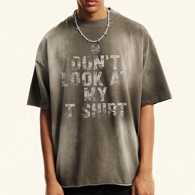 320Gsm Säurewaschen übergroßes T-Shirt T-Shirt Baumwolle Schwergewicht T-Shirt Vintage Sonne verblasste Straßenbekleidung