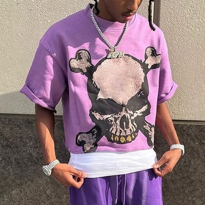 100 Gramm T-Shirt mit Box-Crop, Gewicht aus Stoff, überdimensionierte Rohhemme für Männer.