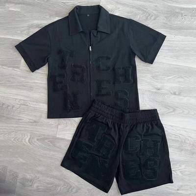 2024 Sommer Männer Atemtrainer Zwei-Stücke-Tracksuit mit Digitaldruck und feste Farbe