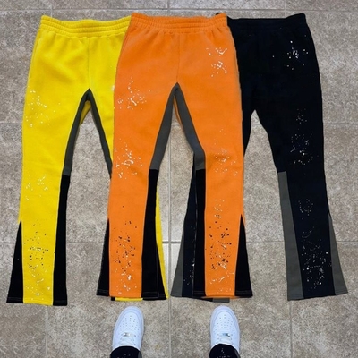 Individuelle Etiketten Männer Jogger Track Schweißhosen Baggy Hosen Farbe Splatter Stapel Flared Sweatpants