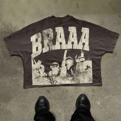 Übergroße Boxy T-Shirt für Männer High Street Style T-Shirt Schwergewichts Baumwolle Grafik Boxy Tee Männer