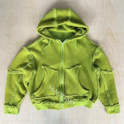 Normaler Ärmel-Stil Custom übergroße Unisex-Männer Acid Wash Hoodies mit rohem Hem-Rand