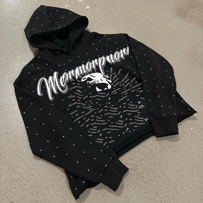 Geschneiderte Herren 300 gsm Leichtgewicht Pullover Kapuze Sweatshirt mit Schnitt Rand Roh Hem