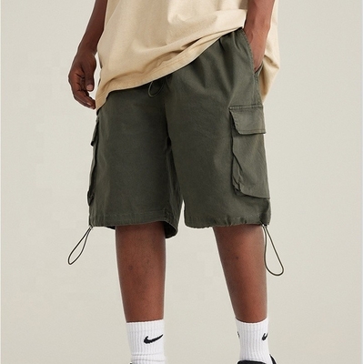 Unterstützen Sie ein individuelles Logo Männer Säure gewaschen Baumwolle Gym Halbhosen für Sommerübungen