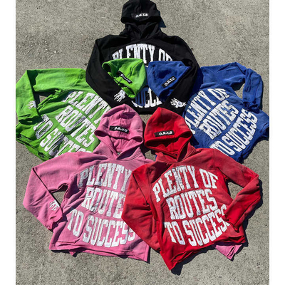 Custom Distressed Patch Stickerei Vintage Applique Männliche Steinschnitt Säure gewaschen Hoodie