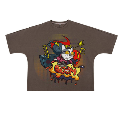 Baumwoll-T-Shirt für Männer in übergroßer Größe in 300 Gsm Baumwolle nahtlose kurze Ärmel Box-Cut Shirt Männer