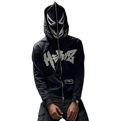 500 gsm Schwergewichts-Baumwolle-Doppel-Hoodies-Druck-Custom-Hoodies-Full-Face-Zip-Up für Männer