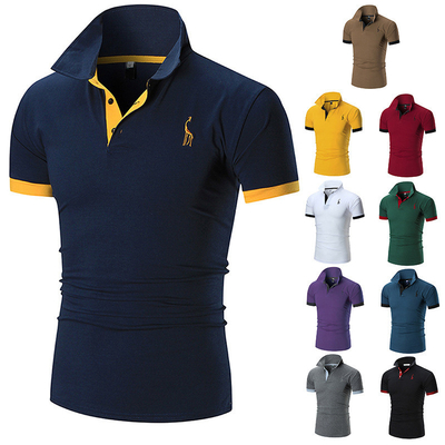 Druckmethoden auf Maß Broderierte Hirsche Herren-Polo-Shirts für Sommer-Casual-Stil