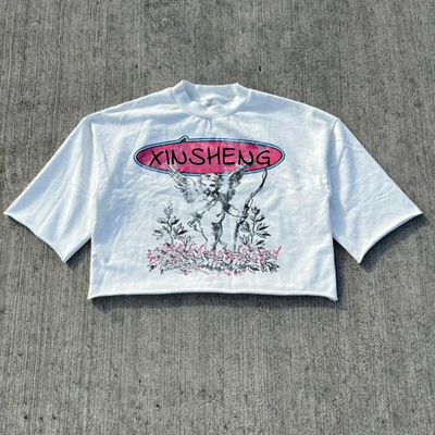 Farbenfrohe Streetwear für Männer DTG Druckmannschaft Hals Kurzärme Box Fit Schnitt T-Shirt