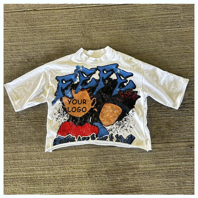 Streetwear Custom Logo Dtg Druckdesign Kurzärme Männer Grafik geschnitten und genäht Boxfit geschnitten T-Shirt