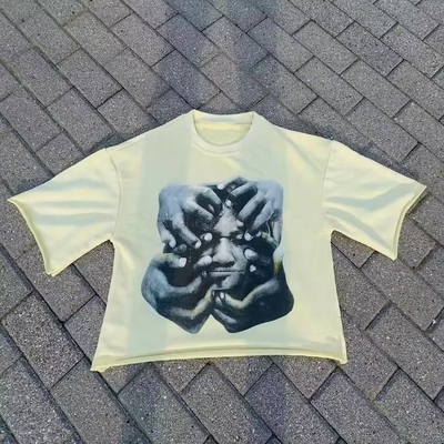 Custom Logo Französisch Terry Bildschirmdruck T-Shirt Schwergewicht Übergröße geschnitten für Männer