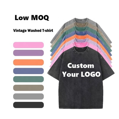 Massiv oder individuell gestaltet Typen Herren T-Shirts Säure Waschen Vintage Support Individuelles Logo