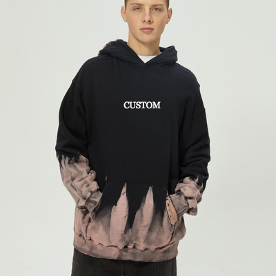 4x 4x 1x 3x Kapuzen-Sweatshirt Streetwear Vintage Waschen Großformat Französisch Terry Hoodie Krawatte Färbung