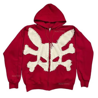 Baumwolle Französisch Terry Stickerei Säure Waschen Vintage Unisex Distressed Patch Applique Hoodies