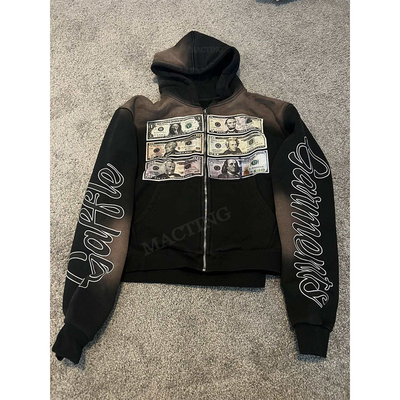 Custom 600 Gsm Schwergewicht Französisch Terry Vintage Säure Waschen Notgeschlagen Sonne verblasste Hoodie