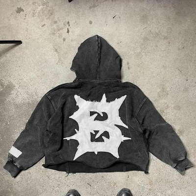 100% Baumwolle, kundenspezifisch gestickt, Sonnenfarben geschnitten, Sauerwasch, geschnitten, Hoodies für Männer