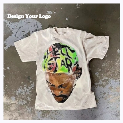 Custom T-Shirt für Männer Säure Waschen Box-Bildschirm Druck Schwergewicht 100% Baumwolle 180-400gsm