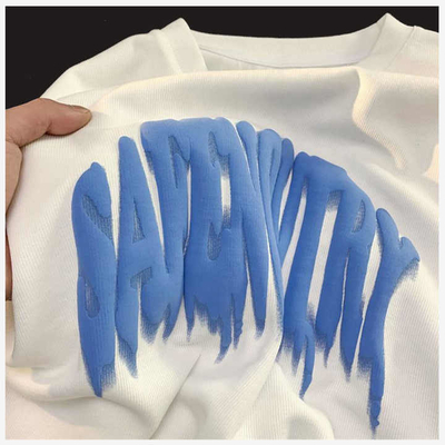 Custom Logo 3D Schaumpulver Druck Graphische T-Shirt in Supima Baumwolle für Streetwear für Männer