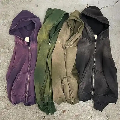 Unterstützung Grafikdesign Gewaschen Lila Säure Waschen Sonnenfarbe Verblasst Notleidendes Sweatshirt